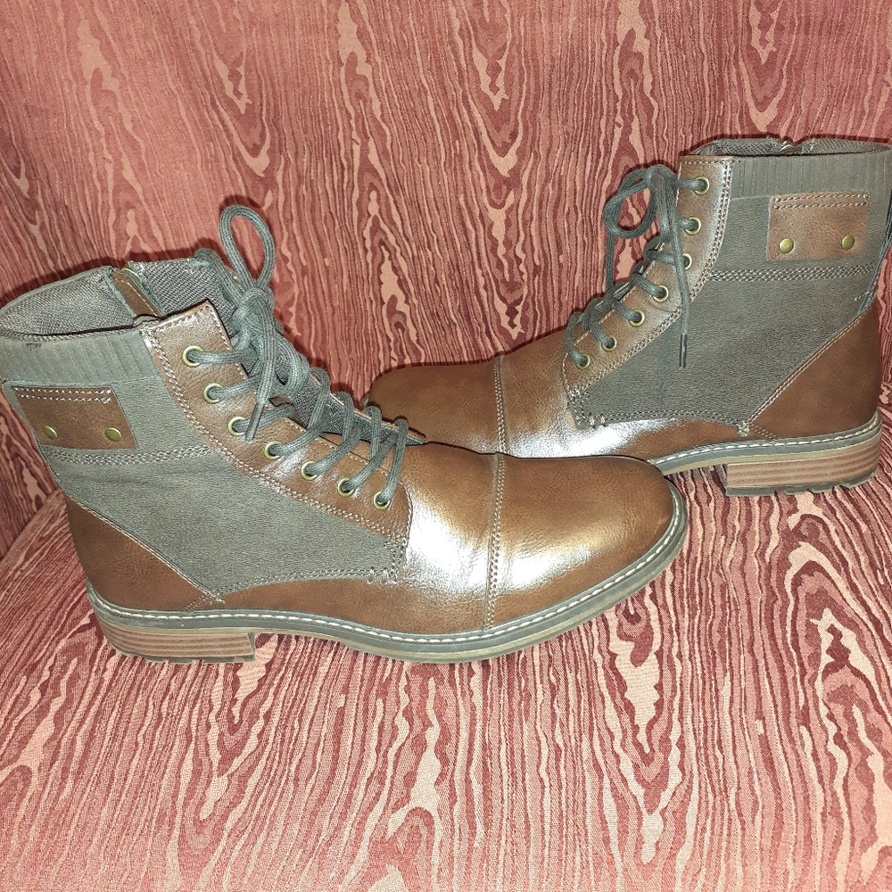 SONOMA BROWN ON BROWN MEN'S COMBAT BOOTS SIZE 9 M - Picture 3 of 9